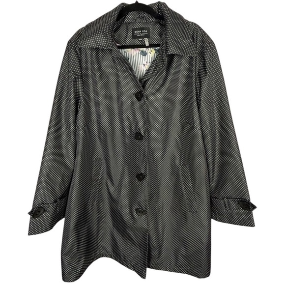 Mona Lisa by Fen-Nelli Classic Retro Vibe Black White Polka Dot Raincoat 20W - Picture 1 of 13